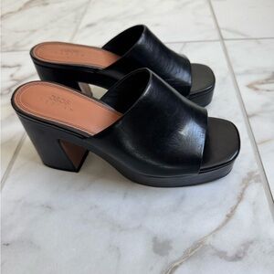Black Leather Mules